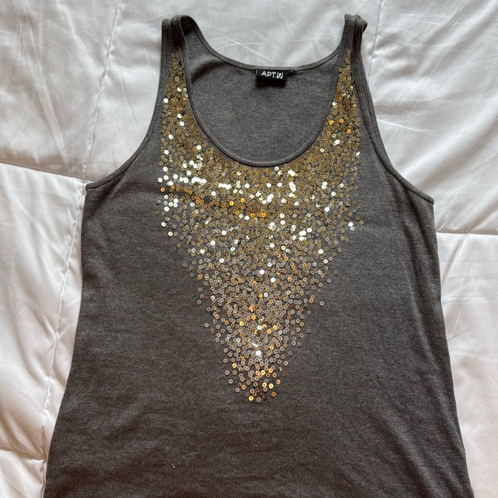 APT. 9 - Sequin Grey Tank Top